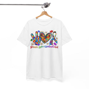 Peace Love Understand Unisex Heavy Cotton Autism Tees