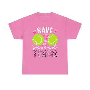 Save Second Tennis Unisex Heavy Cotton Cancer Awareness Tees