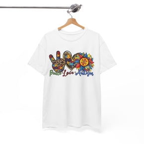 Peace Love Autism Sunflower Unisex Heavy Cotton Autism Tees