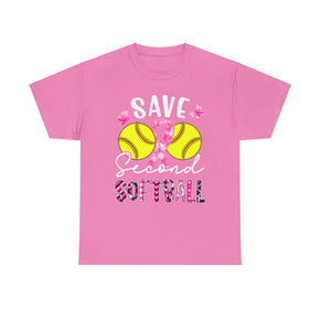 Save Second Softball Unisex Heavy Cotton Cancer Awareness Tees