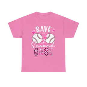 Save Second Base Unisex Heavy Cotton Cancer Awareness Tees