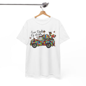 Love Needs No Words Autism Truck Unisex Heavy Cotton Autism Tees